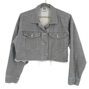 Princess Polly Black and White Cropped Jean Jacket size 2
